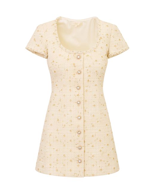 LoveShackFancy Natural Ahava Tweed Mini Dress