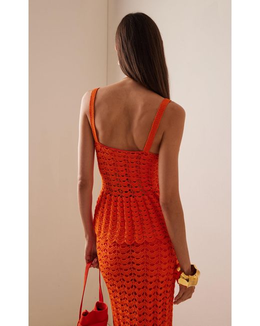 Carolina Herrera Orange Crocheted Tank Top