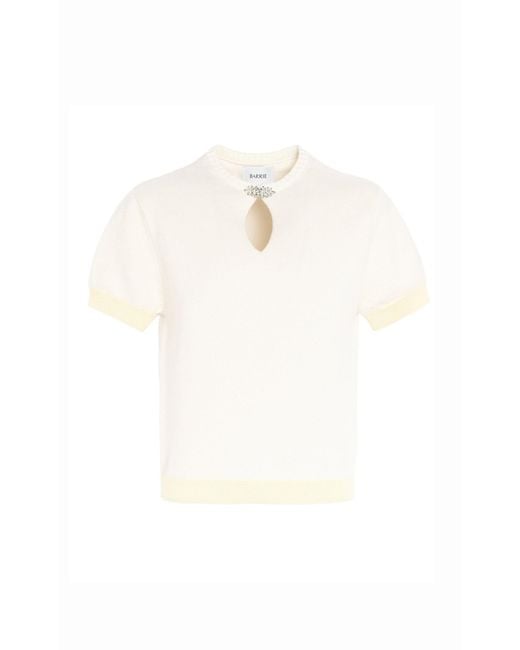 Barrie White Crystal Cashmere Top