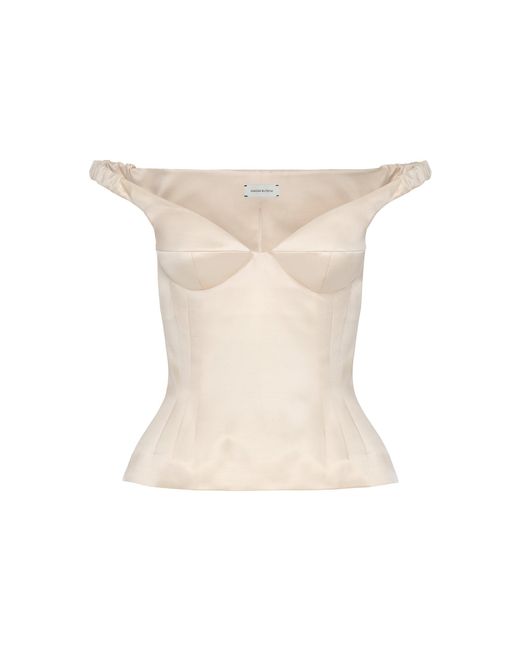 Magda Butrym White Off-The-Shoulder Wool-Blend Top