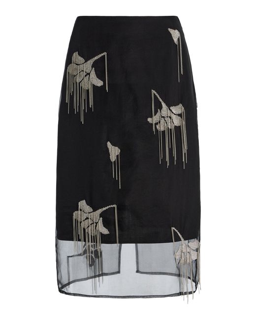 Rohe Black Tulip-Embellished Organza Midi Skirt