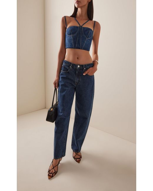 Nensi Dojaka Blue Cotton Corset Top