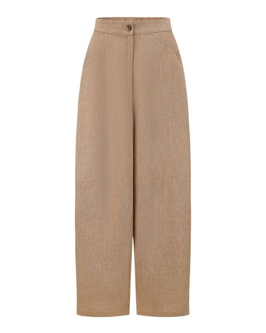 Into The East Natural Woven Linen Curved Casual Pants
