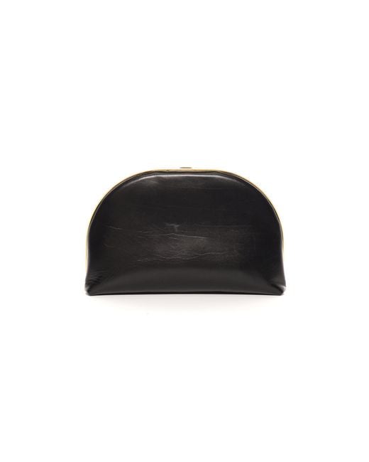 The Row Black Sylvia Leather Clutch