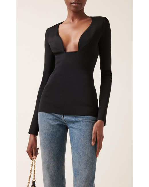 Givenchy Black Plunged V-neck Top