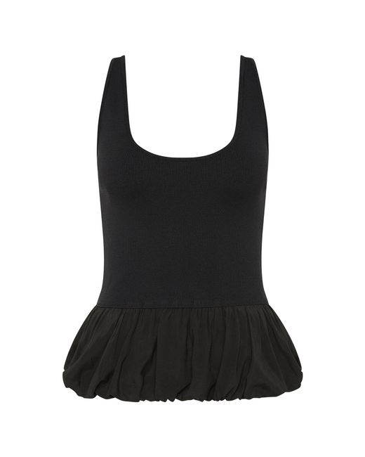 St. Agni Black Balloon Ballet Silk Top