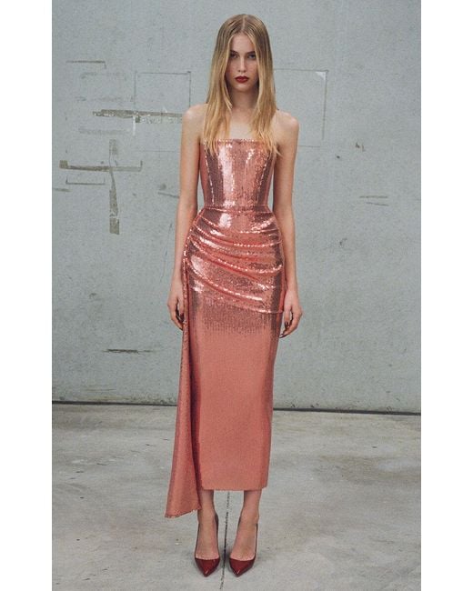 Alex Perry Multicolor Draped Sequinned Midi Dress