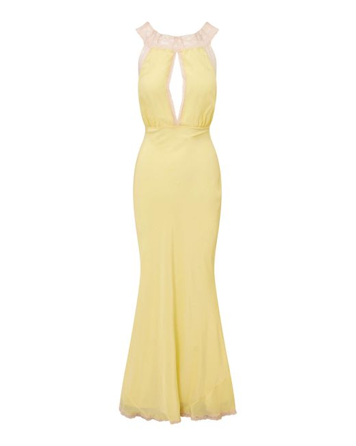 LoveShackFancy Yellow Baudelaire Washed Silk Slip Dress
