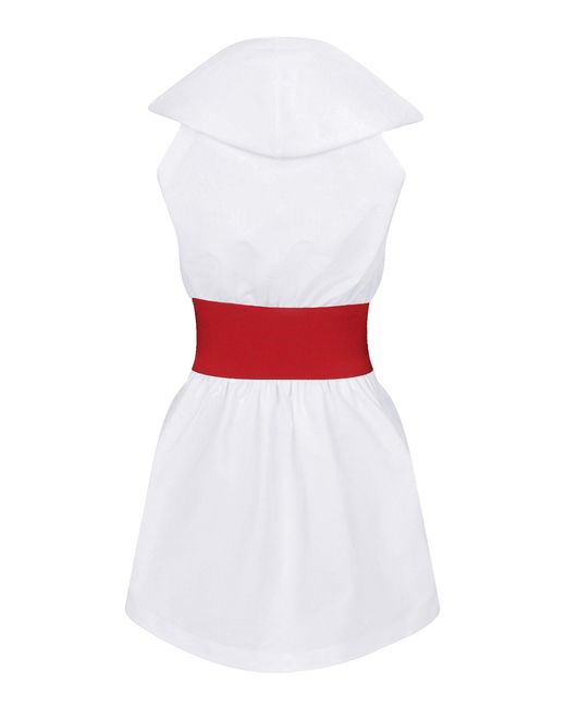 Alaïa White Hooded Mini Dress With Belted Waist
