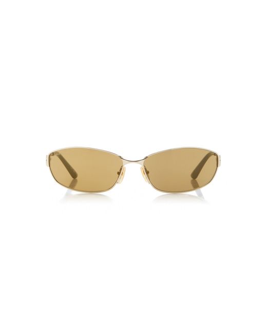 Balenciaga Metallic Rectangular-frame Metal Sunglasses