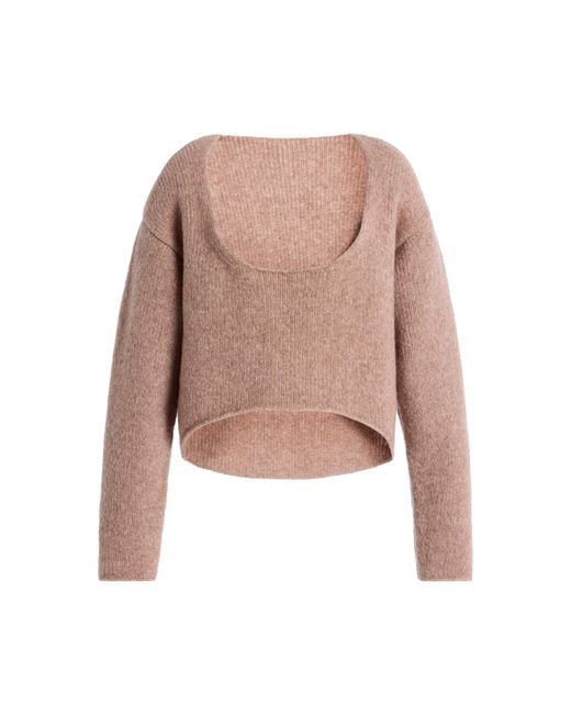 AISLING CAMPS Pink Reversible Round Wool-Blend Sweater