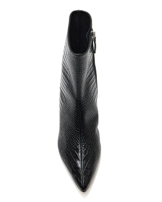 Frēda Salvador Black Lanna Croc-Effect Leather Boots