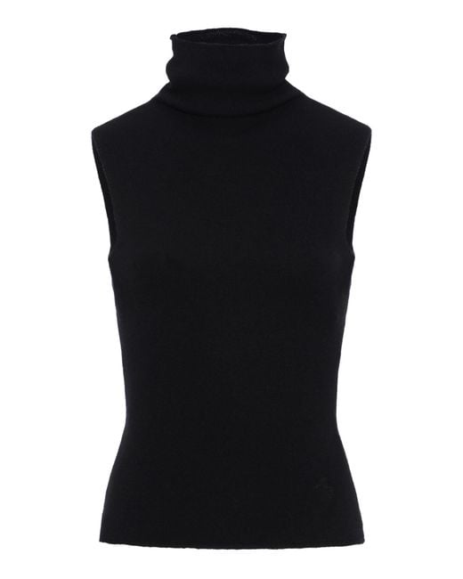 Magda Butrym Black Turtleneck Wool-Cashmere Top