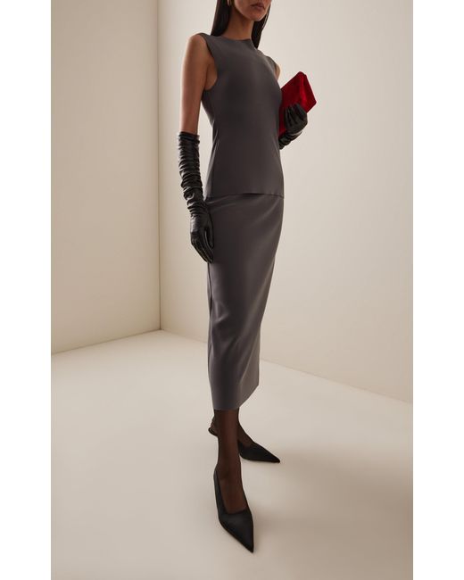 Birrot Gray Exclusive Lay2 Crepe Maxi Skirt