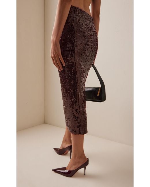 ROTATE BIRGER CHRISTENSEN Purple Sequined Midi Skirt