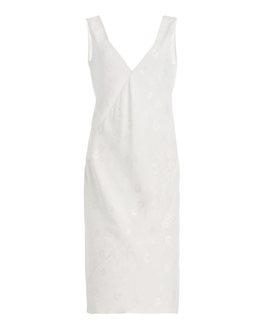 Colleen Allen White Bias Floral Jacquard Dress