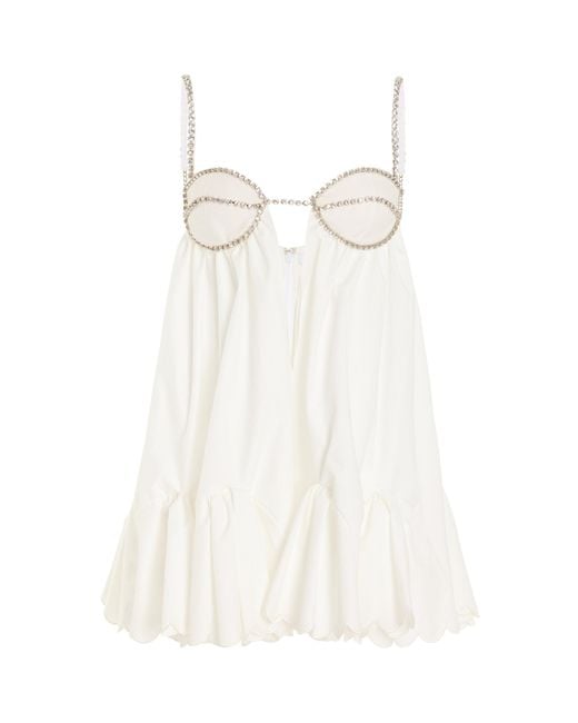 Area White Crystal-trimmed Cotton Poplin Mini Dress