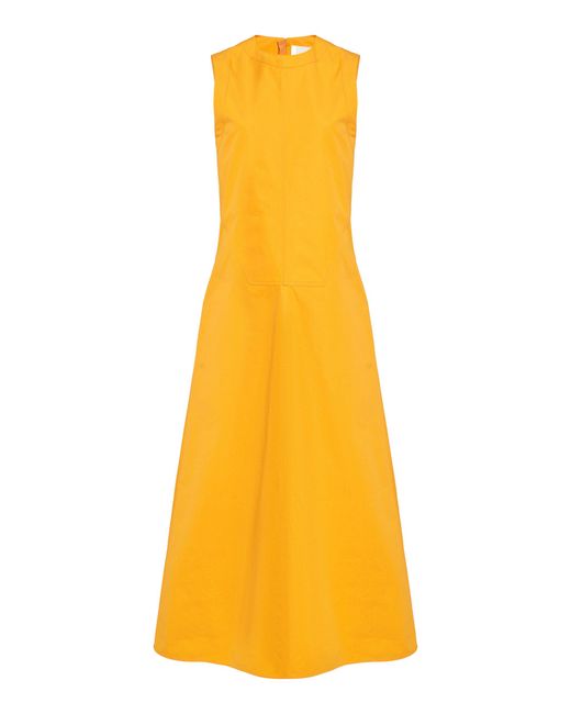 Jil Sander Yellow Sleeveless Cotton Midi Dress