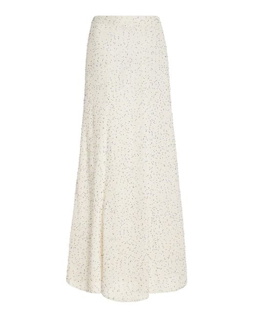 Gabriela Hearst White Floris Beaded Knit Silk Maxi Skirt