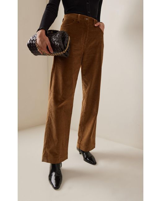 House of Dagmar Brown Organic Cotton Corduroy Wide-leg Pants