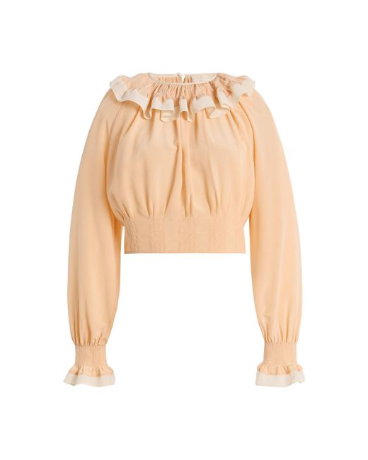 Ulla Johnson White Celesta Ruffled Silk Blouse