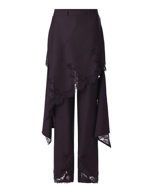 Monse Blue Mid-Rise Straight-Leg Lace-Skirt Stretch-Wool Trousers