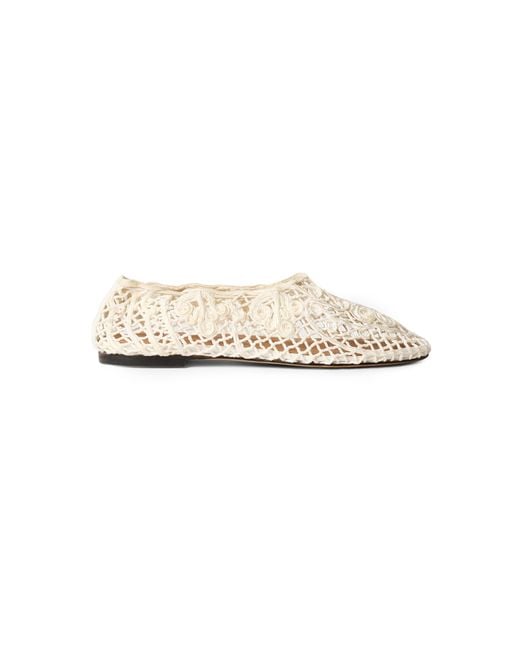 Odissi White Iris Crocheted Flats