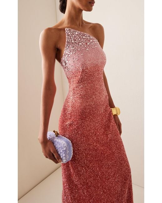 Pamella Roland White Crystal-embellished Sequined-knit Strapless Gown