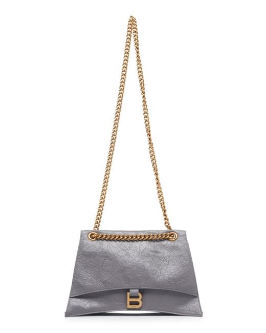 Balenciaga Gray Crushed Leather Chain Bag