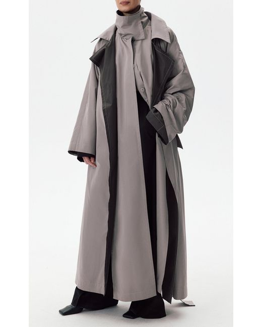 DI STAVNITSER Gray Double Cotton-Blend Trench Coat