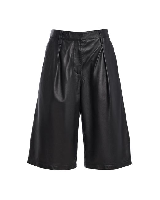 Ulla Johnson Black Ames Knee-Length Leather Culottes
