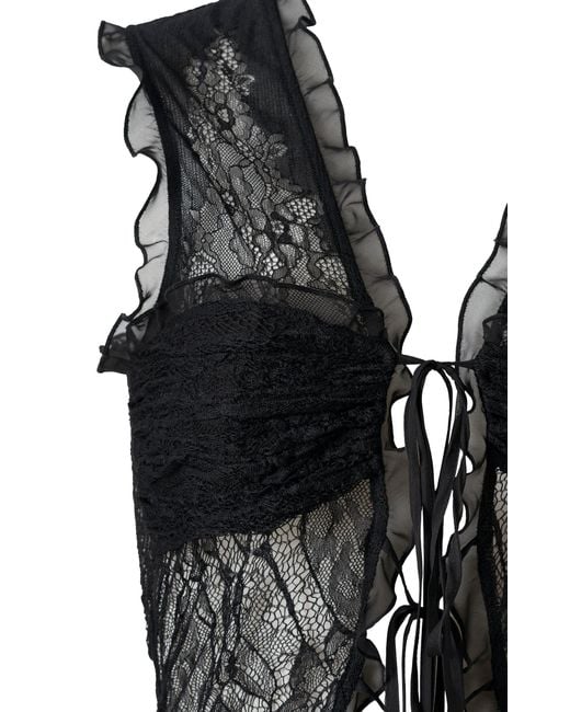 Siedres Black Laria Tie-Detailed Lace Top