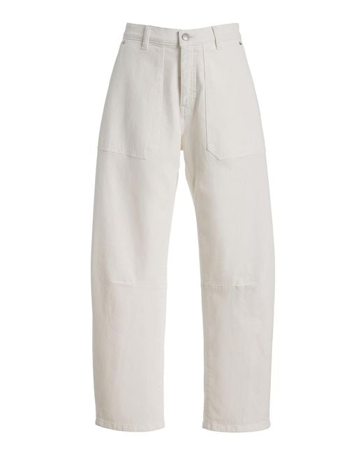 DL1961 White Bilie Easy Barrel High-Rise Twill Pants