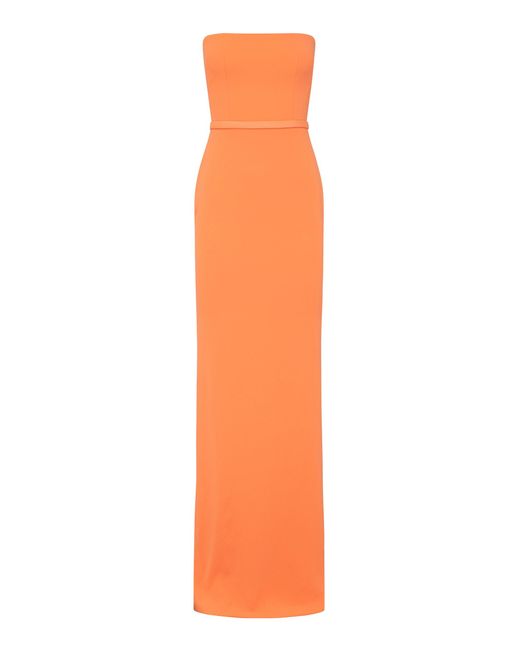 Alex Perry Orange Cassidy Satin-crepe Strapless Column Gown