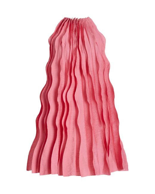 Cult Gaia Red Marla Wavy-paneled Woven Mini Dress