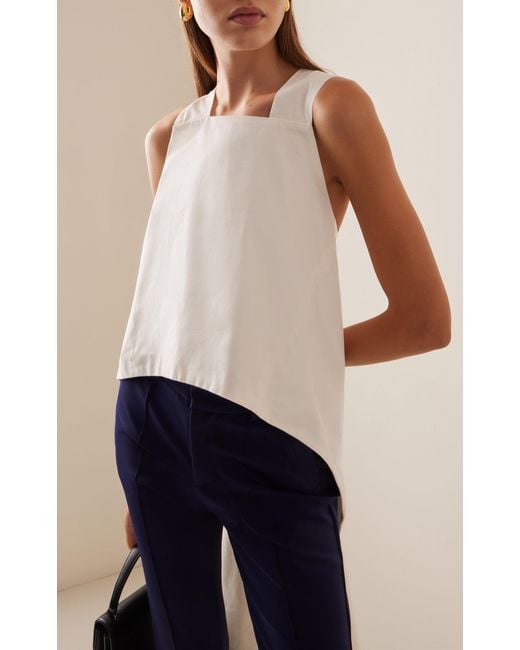 Rosie Assoulin White Winged Draped Cutout Cotton Top