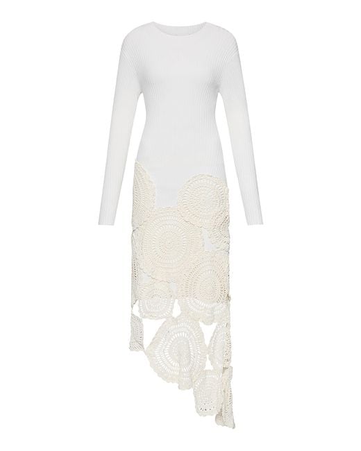 Aje. White Mosaic Crochet-detailed Knit Midi Dress