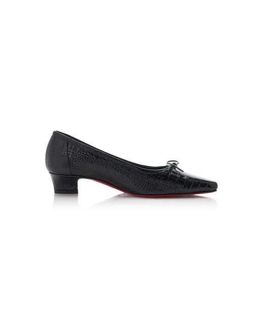 Christian Louboutin Black Promessina 35Mm Croc-Effect Ballet Flats