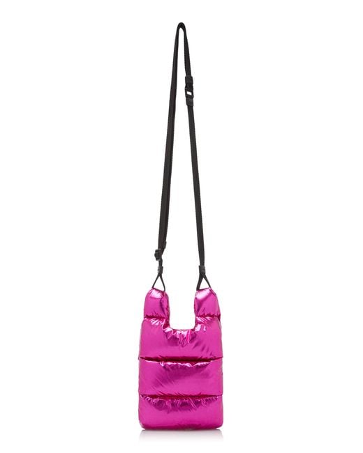 Moncler Pink Legere Small Metallic-nylon Crossbody Bag