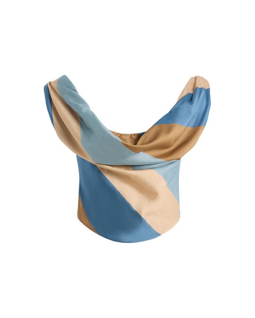 Staud Blue Exclusive Olivia Silk Top