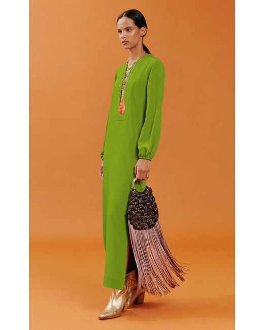 Silvia Tcherassi Green Isernia Lace-up Maxi Dress