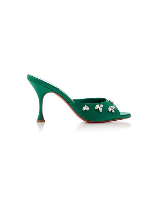 Christian Louboutin Green Degraqueen 85mm Crystal-embellished Crepe Satin Sandals