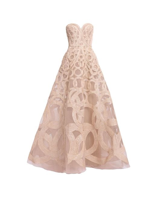 Elie Saab Pink Sequins Embr. Tulle Long Dress