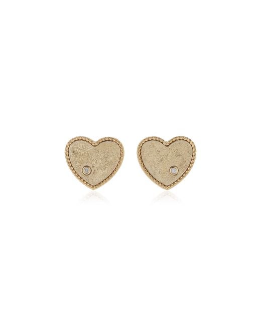 Yvonne Léon Natural Glittered 9k Yellow Gold Diamond Earrings