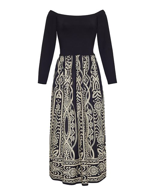 Cara Cara Black Imani Knit-Crepe Off-The-Shoulder Midi Dress