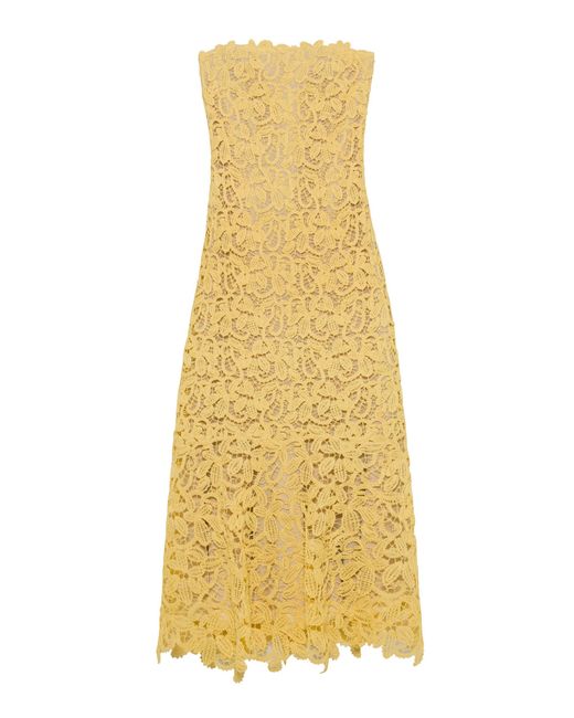 Jonathan Simkhai Yellow Sera Floral Raffia Bustier Midi Dress