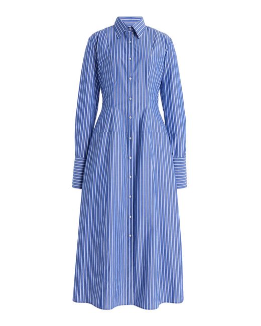 Brandon Maxwell Blue The Sammy Pima Cotton Midi Shirt Dress