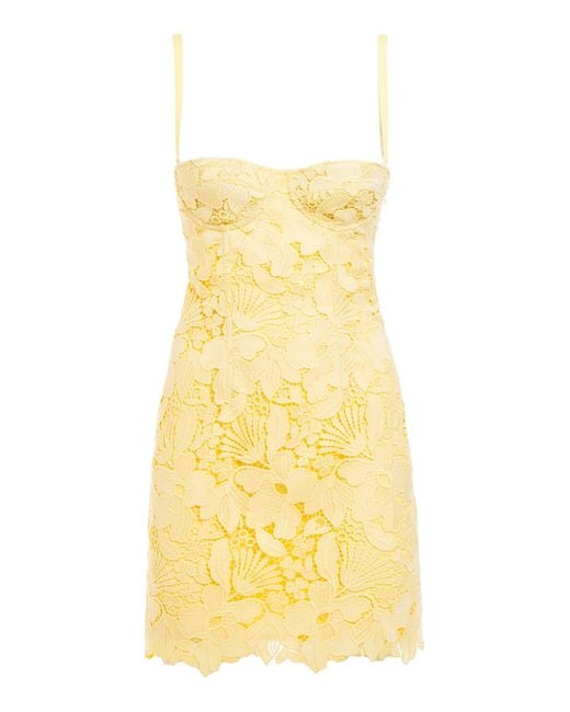 DES_PHEMMES Yellow Broderie Anglaise Bustier Mini Dress