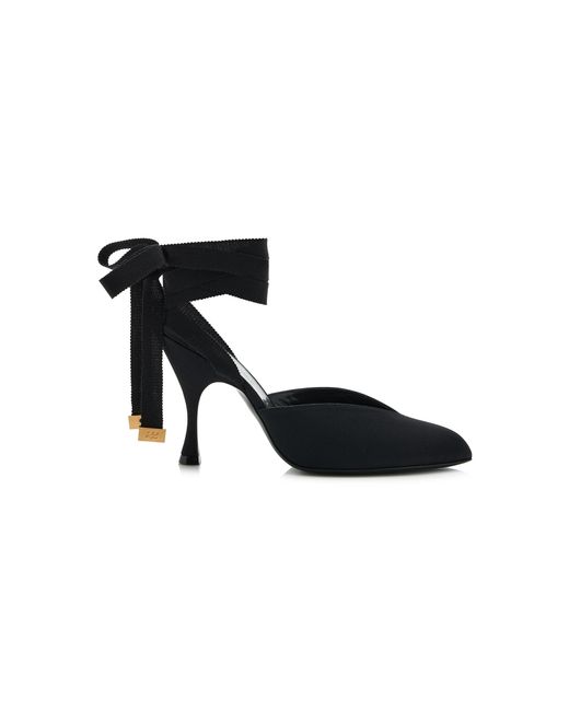 Herbert Levine Black Sitting Pretty Silk-faille Lace-up Mules