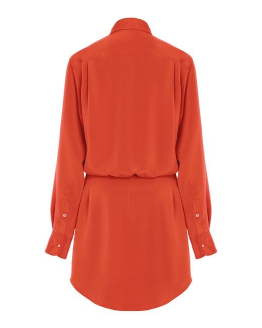 Brandon Maxwell Orange The Vera Silk Mini Shirt Dress